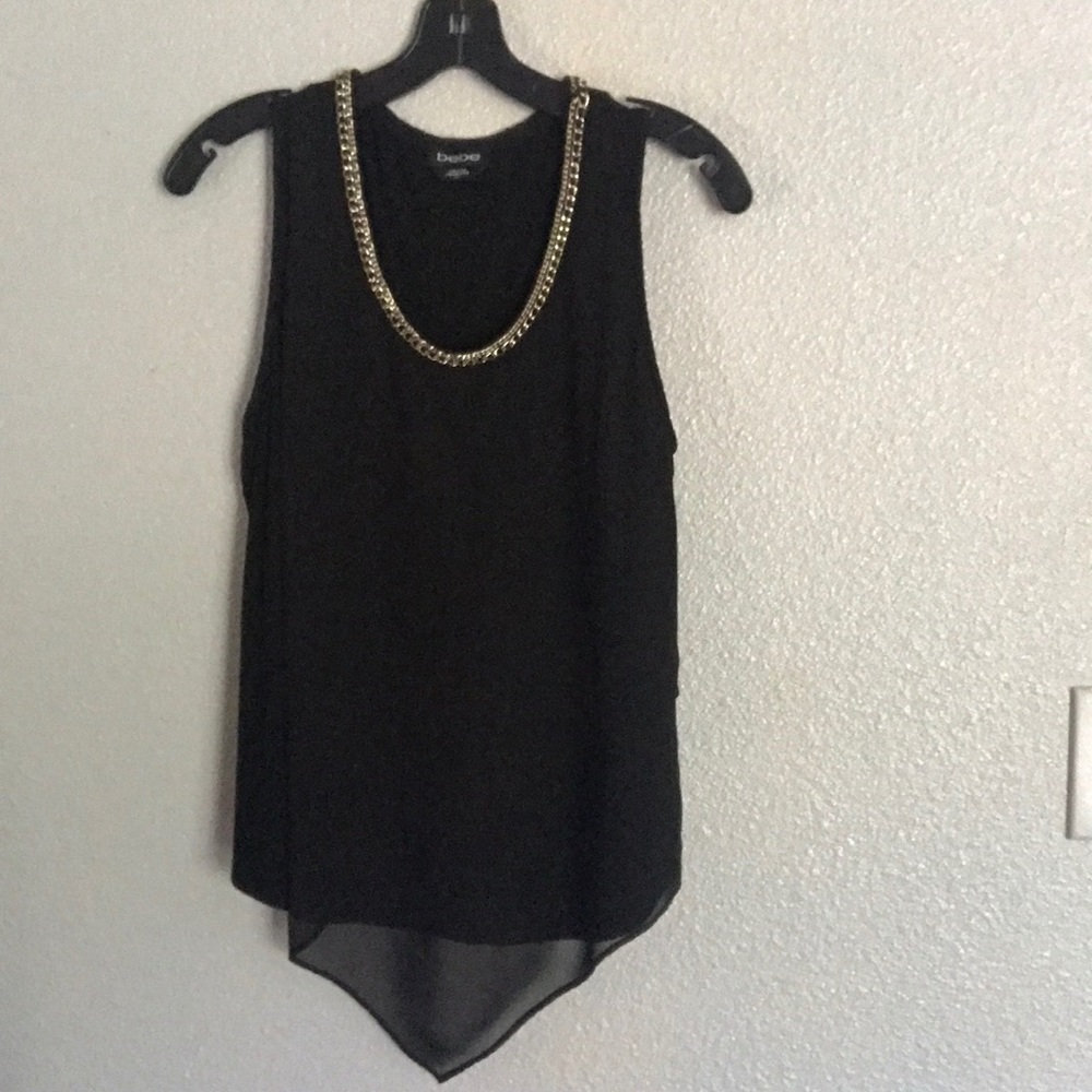 Large Bebe tank with chiffon layer